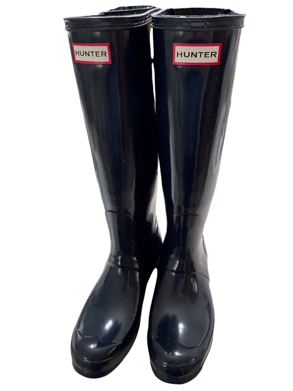 Hunter Original Tall Gloss Navy Wide Calf Rain Boots Women’s Size 9